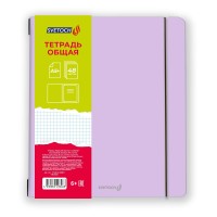 "Светоч"   ТЕТ48-001   Тетрадь общая в съёмной пластик. обложке на резинке, тиснение фольгой, 500 мкр,   A5+   48 л.  папка   65 г/кв.м , белизна 100 \%  4 шт.  клетка 000821 Лиловая