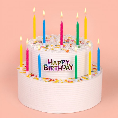 "BOOMZEE"   Набор свечей для торта   BCD-36   11 г  0.5 см  12 х  12 шт. с топпером HAPPY BIRTHDAY