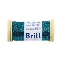 Нитки для вышивания "Gamma"   "Brill" мулине М   металлик   100\% полиэстер   5 x  50 м M-139 черный/яр.бирюзовый