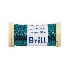 Нитки для вышивания "Gamma"   "Brill" мулине М   металлик   100\% полиэстер   5 x  50 м M-139 черный/яр.бирюзовый