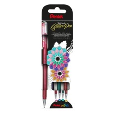 "Pentel"   Набор гелевых ручек Pentel Dual Metallic Gel Pen в карт. упак., 1.0 мм, 4 цвета  d 1 мм  4 шт. K110-4COL цвет чернил: ассорти