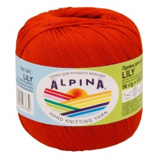 Пряжа ALPINA "LILY" 2   100\% мерсеризованный хлопок   10 шт. х  50 г  175 м ± 5 м №198 т.оранжевый