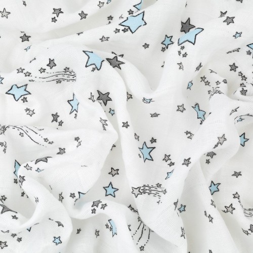 Ткань "PEPPY"   Ткань муслиновая   ФАСОВКА   EMBRACE   100\% хлопок   100 х  125 см  Shannon Fabrics emshooting star baby blue
