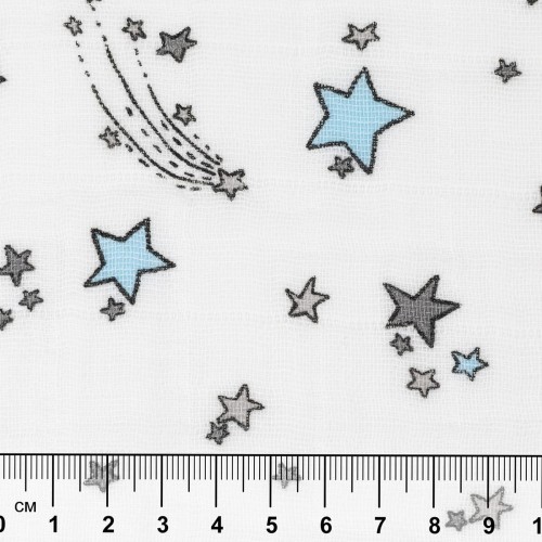 Ткань "PEPPY"   Ткань муслиновая   ФАСОВКА   EMBRACE   100\% хлопок   100 х  125 см  Shannon Fabrics emshooting star baby blue