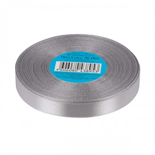 Лента атласная 12 мм ( 1/2 ")  "Gamma"   33 м ± 2 м №003 св.серый