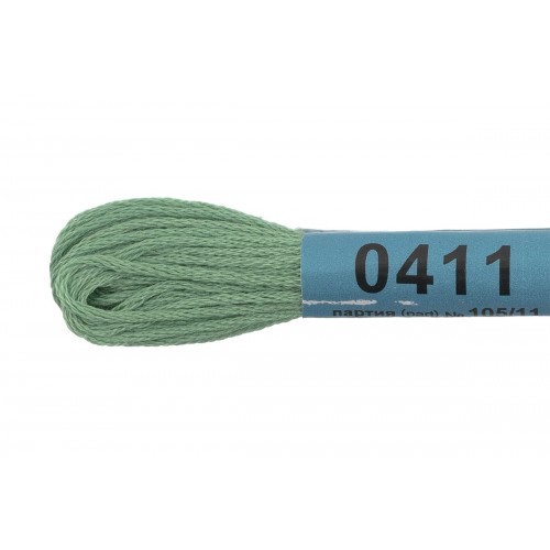 Нитки для вышивания "Gamma"    мулине  ( 0207-0819 )  100\% хлопок   24 x  8 м №0411 св-зеленый
