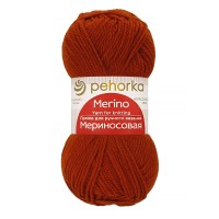 Пряжа Пехорская ПТ "Мериносовая"   50\% мериносовая шерсть, 50\% акрил   10 шт. х  100 г  200 м ± 12 м №344 красная глина