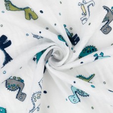 Ткань "PEPPY"   Ткань муслиновая   ФАСОВКА   EMBRACE   100\% хлопок   100 х  125 см  Shannon Fabrics empotosaurus cobalt