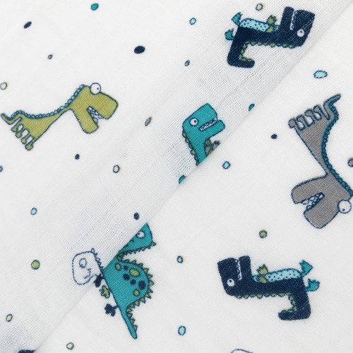 Ткань "PEPPY"   Ткань муслиновая   ФАСОВКА   EMBRACE   100\% хлопок   100 х  125 см  Shannon Fabrics empotosaurus cobalt