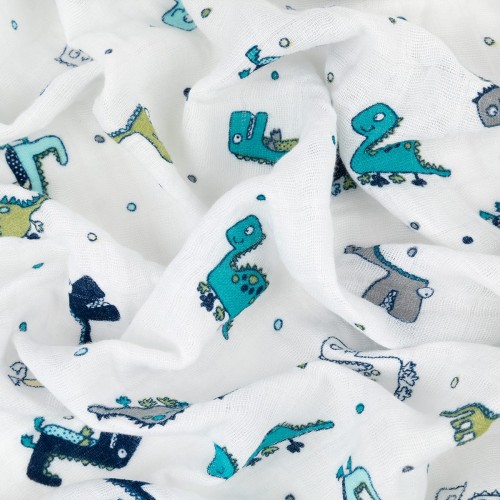 Ткань "PEPPY"   Ткань муслиновая   ФАСОВКА   EMBRACE   100\% хлопок   100 х  125 см  Shannon Fabrics empotosaurus cobalt