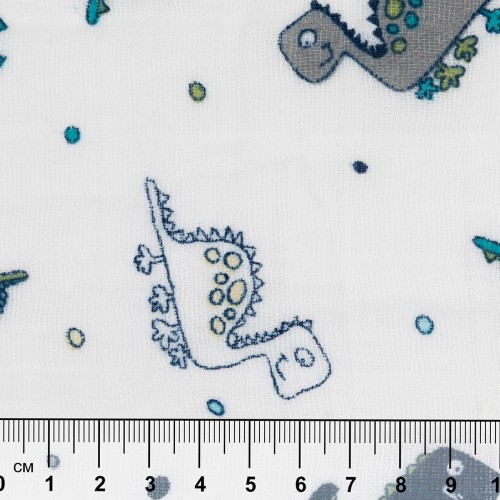 Ткань "PEPPY"   Ткань муслиновая   ФАСОВКА   EMBRACE   100\% хлопок   100 х  125 см  Shannon Fabrics empotosaurus cobalt