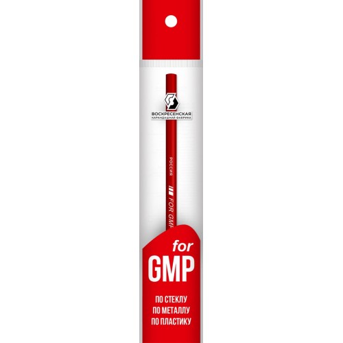 "ВКФ"   "For GMP"   Карандаш для письма по стеклу, металлу, пластику  ПП пакет   2М (2B)   незаточенный   25 шт. 1P-1380 КРАСНЫЙ
