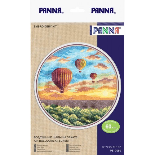 Набор для вышивания "PANNA" PS-7059   "Воздушные шары на закате" 12  х 12  см
