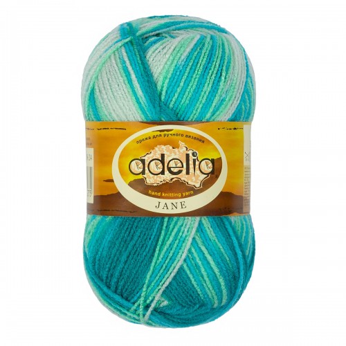 Пряжа ADELIA "JANE"   100\% акрил   10 шт. х  50 г  227 м ± 10 м №24 изумрудный-голубой-зеленый-св.зеленый