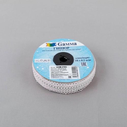 Гипюр "Gamma"   21 мм  GGM-2103   в рулоне   10 м ± 0.2   Турция GP001WH белый