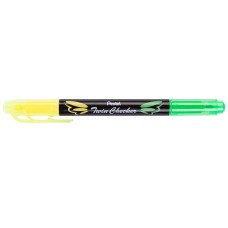 "Pentel"   Текстовыделители двухцветные Twin Checker   3.5 мм   перо скошенное   12 шт. SLW8-GK желто-салатовый