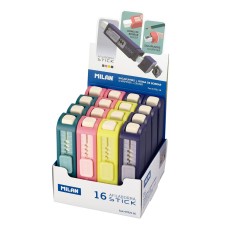 "Milan"   Ластик-точилка Stick с выдвижным ластиком 1 отверстие   16 шт. ассорти 4702116