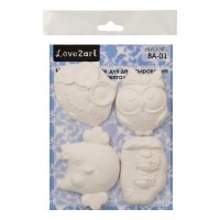Заготовка для декорирования "Love2art"   ВА-01   Набор заготовок для декорирования   гипс   21 х  16 х  2 см  4 шт "Совята"