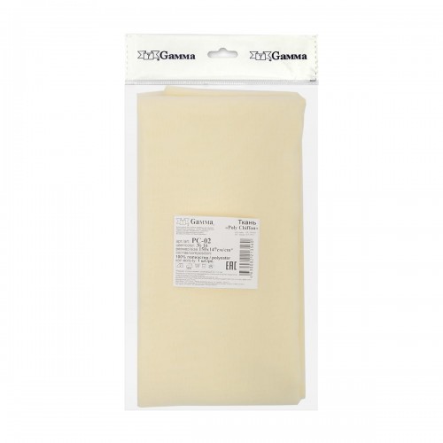 Ткань PC-02   Poly Chiffon   ФАСОВКА   84 г/кв.м ± 5 г/кв.м  150 х  147 см ± 5 см  100\% полиэстер №16 кремовый