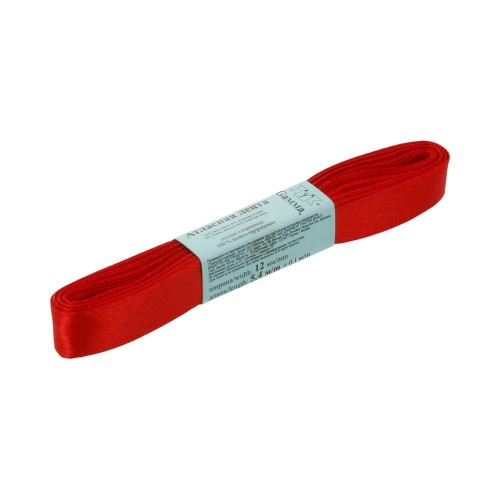 Лента атласная 12 мм ( 1/2 ")  "Gamma"   AL-12P   ФАСОВКА   10 x  5.4 м №112 т.красный