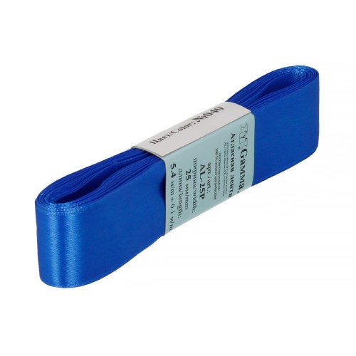 Лента атласная 25 мм ( 1 ")  "Gamma"   AL-25P   ФАСОВКА   5 x  5.4 м №040 синий