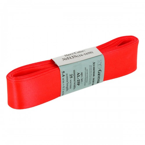 Лента атласная 25 мм ( 1 ")  "Gamma"   AL-25P   ФАСОВКА   5 x  5.4 м №513N(16-1650) кораллово-розовый