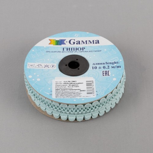 Гипюр "Gamma"   28 мм  GGM-2803   в рулоне   10 м ± 0.2 GP018LGRN  мятный