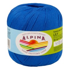 Пряжа ALPINA "LILY"   100\% мерсеризованный хлопок   10 шт. х  50 г  175 м ± 5 м №100 синий