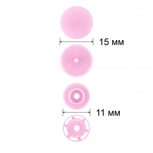 Кнопка "Micron"   POM-15   Кнопки пластиковые   пластик  d 15 мм  15 шт. № 004 розовый