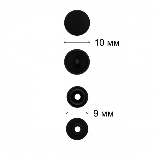 Кнопка "Micron"   POM-10   Кнопки пластиковые   пластик  d 10 мм  15 шт. № 002 чёрный