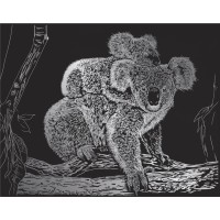 "Hobbius"   SGHK   Набор для творчества "Гравюра"   20 x 25.5 см №47 "Коалы" (серебро)