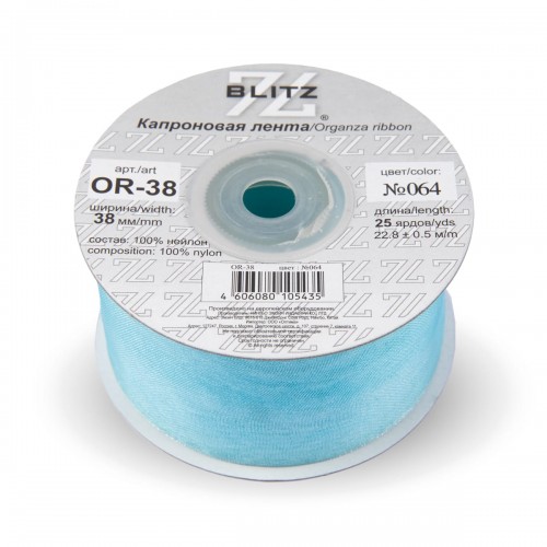 Лента капроновая 38 мм ( 1 1/2 ")  "BLITZ"   OR-38   22.8 м ± 0.5 м №064 св.голубой