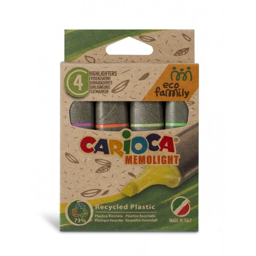 "Carioca"   Набор текстовыделителей экологичных "Memolight"   2 мм   4 цв.  4 шт.  СК/Распродажа   перо скошенное 43098