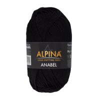 Пряжа ALPINA "ANABEL"   100\% мерсеризованный хлопок   10 шт. х  50 г  120 м ± 6 м №001 ЧЕРНЫЙ