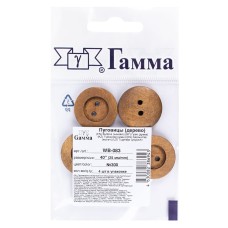 Пуговица "Gamma"   WB-083   40 " ( 25 мм) ( 4 шт)  дерево №300 коричневый