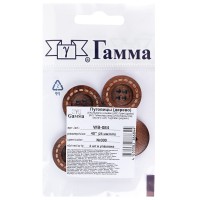 Пуговица "Gamma"   WB-084   40 " ( 25 мм) ( 4 шт)  дерево №300 коричневый