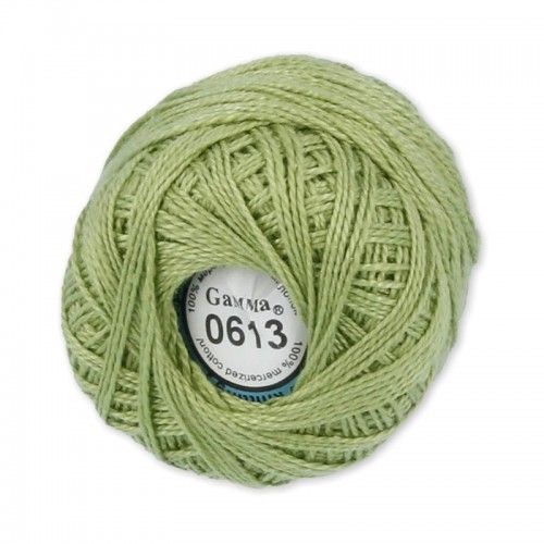 Пряжа "Gamma"   Ирис   100\% хлопок   10 шт. х  10 г  82 м ± 3 м №0613 св-оливковый