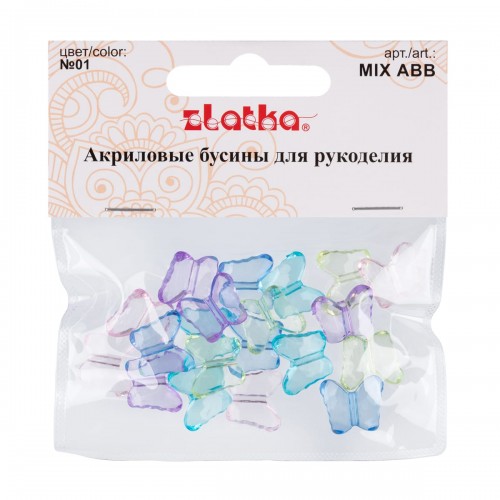 Бусина "Zlatka"   MIX   акрил   ABB   12 х 15 мм  20 шт № 01 ассорти