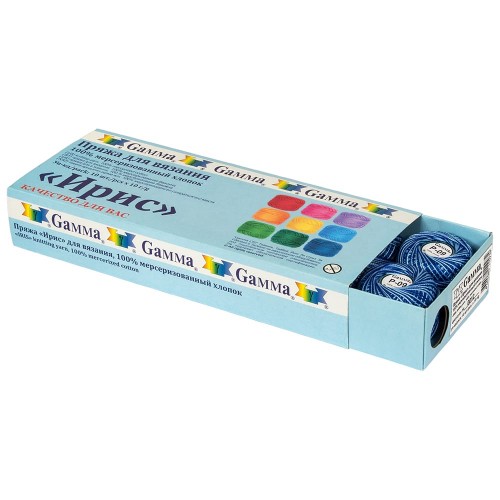 Пряжа "Gamma"   Ирис меланж   100\% хлопок   10 шт. х  10 г  82 м ± 3 м Р-11зеленый-бл.зеленый