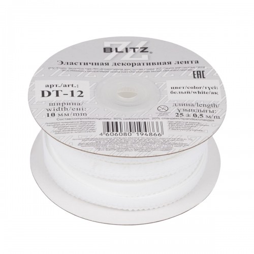 Лента "BLITZ"   DT-12    эластичная   10 мм  25 м ± 0.5 черный