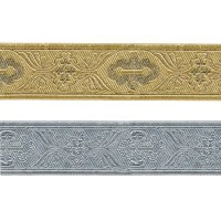 Лента жаккардовая 25 мм  "Gamma"   TRJ-65   10 м  отделочная(галун православный) серебро