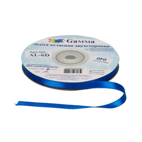 Лента атласная 6 мм ( 1/4 ")  "Gamma"   AL-6D   двухстор.   33 м ± 2 м №060 бежевый