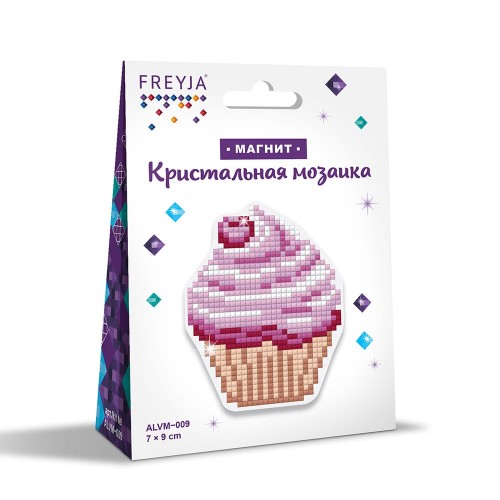 Кристальная (алмазная) мозаика  "ФРЕЯ" ALVM-009   магнит "Пирожное" 7 х 9 см
