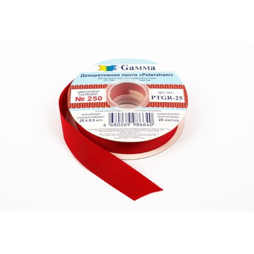 "Gamma"   репсовая лента с зубчатым краем   PTGR-25   25 мм  1 "  25 м №847 св.коричневый