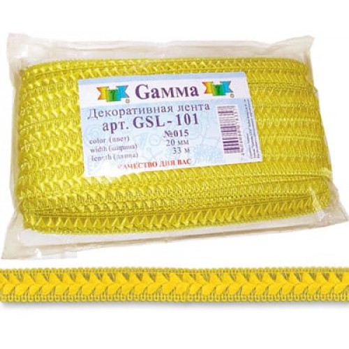"Gamma"   тесьма декоративная "Самбоса"   GSL-101   20 мм  33 м ± 2 м  СК/Распродажа №015 желтый