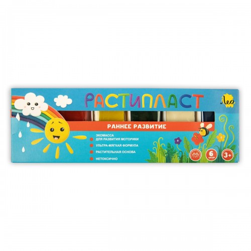 "Лео"   "Расти"   Пластилин растительный "РАСТИпласт"   LRP-0106   120 г ( в картонной упаковке )  6 цв. .