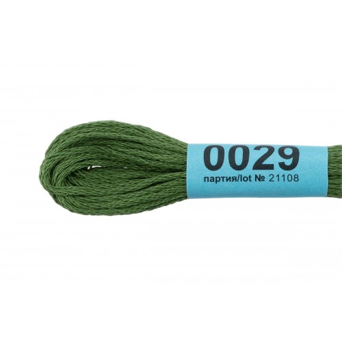 Нитки для вышивания "Gamma"    мулине  ( 0001-0206 )  100\% хлопок   24 x  8 м №0029 хаки-зеленый