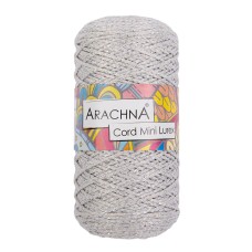 Пряжа ARACHNA "Cord Mini Lurex"   90\% полиэфир, 10\% люрекс   3 шт. х  75 г ± 10 г  200 м ± 10 м №02 суровый-серебро