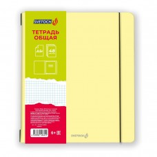 "Светоч"   ТЕТ48-001   Тетрадь общая в съёмной пластик. обложке на резинке, тиснение фольгой, 500 мкр,   A5+   48 л.  папка   65 г/кв.м , белизна 100 \%  4 шт.  клетка 000822 Ваниль