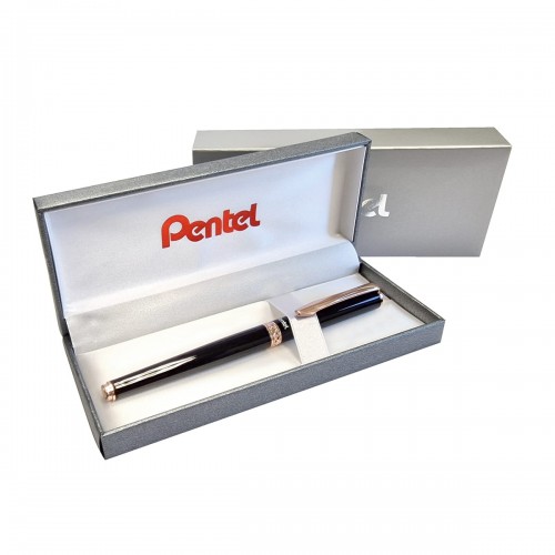 "Pentel"   Ручка роллер, гелевый синий стержень 0,7 мм, в подарочном футляре  d 0.4 мм K611APG-LR7CEBSET цвет чернил: синий